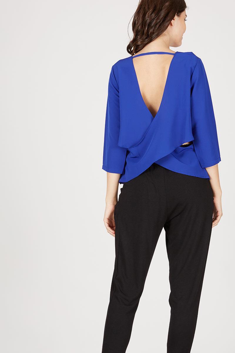 Etra Blue Backless Top