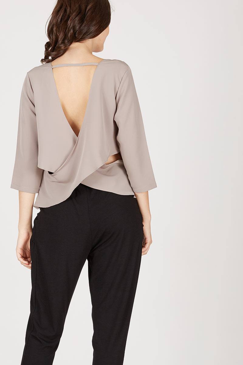 Etra Grey Backless Top