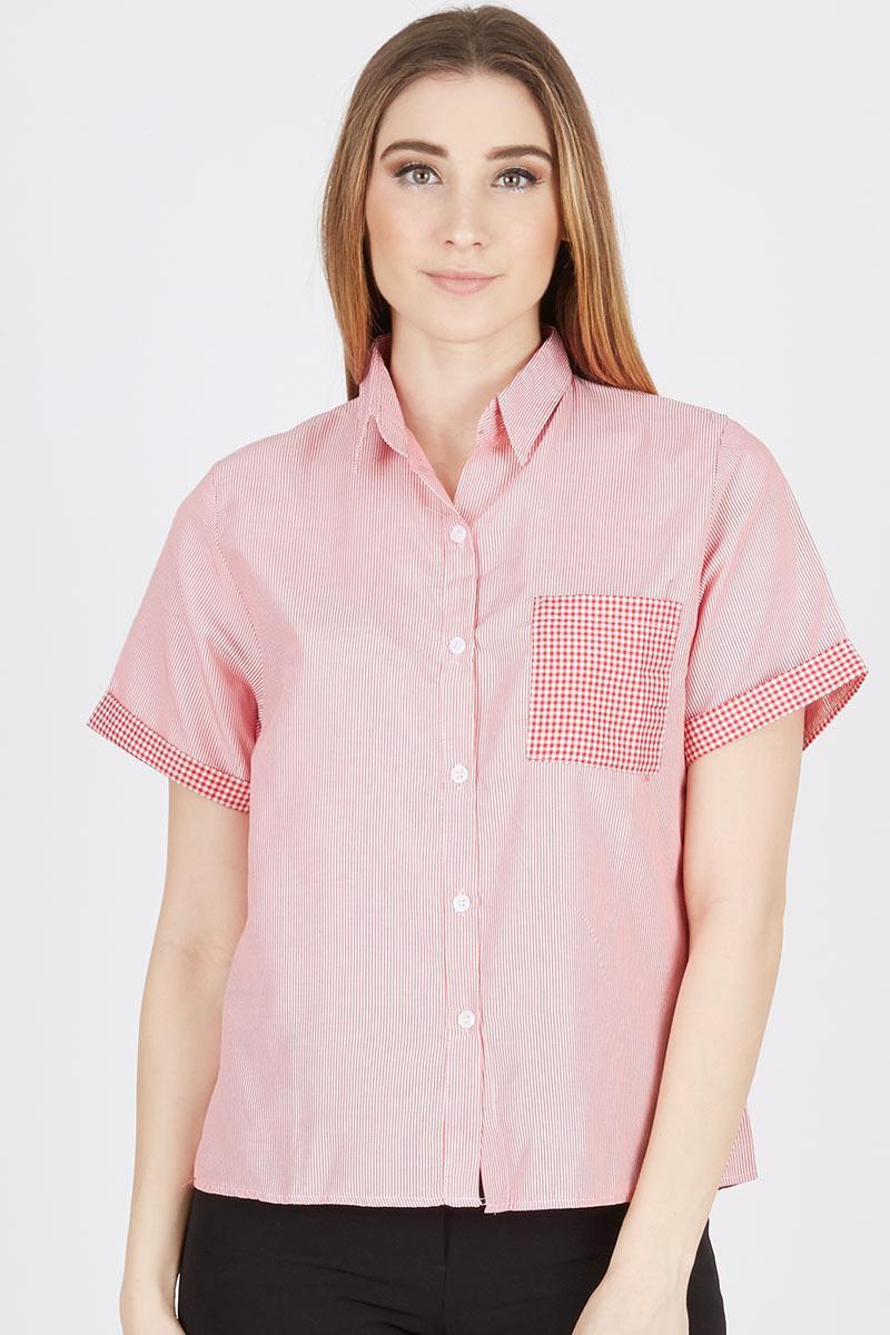 VL Short Sleeve Shirt with Square Pocket Red