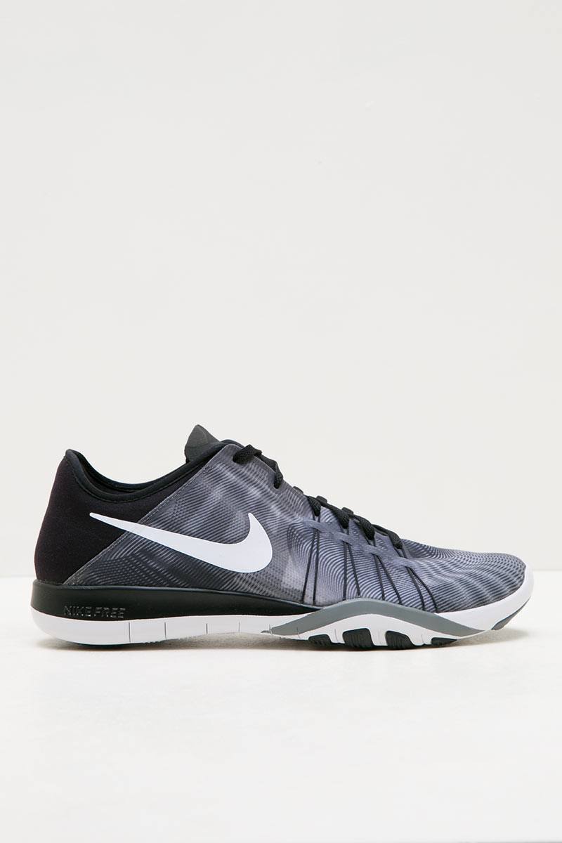 Womens Nike Free 6 Print Training Shoe Black White Cool Grey