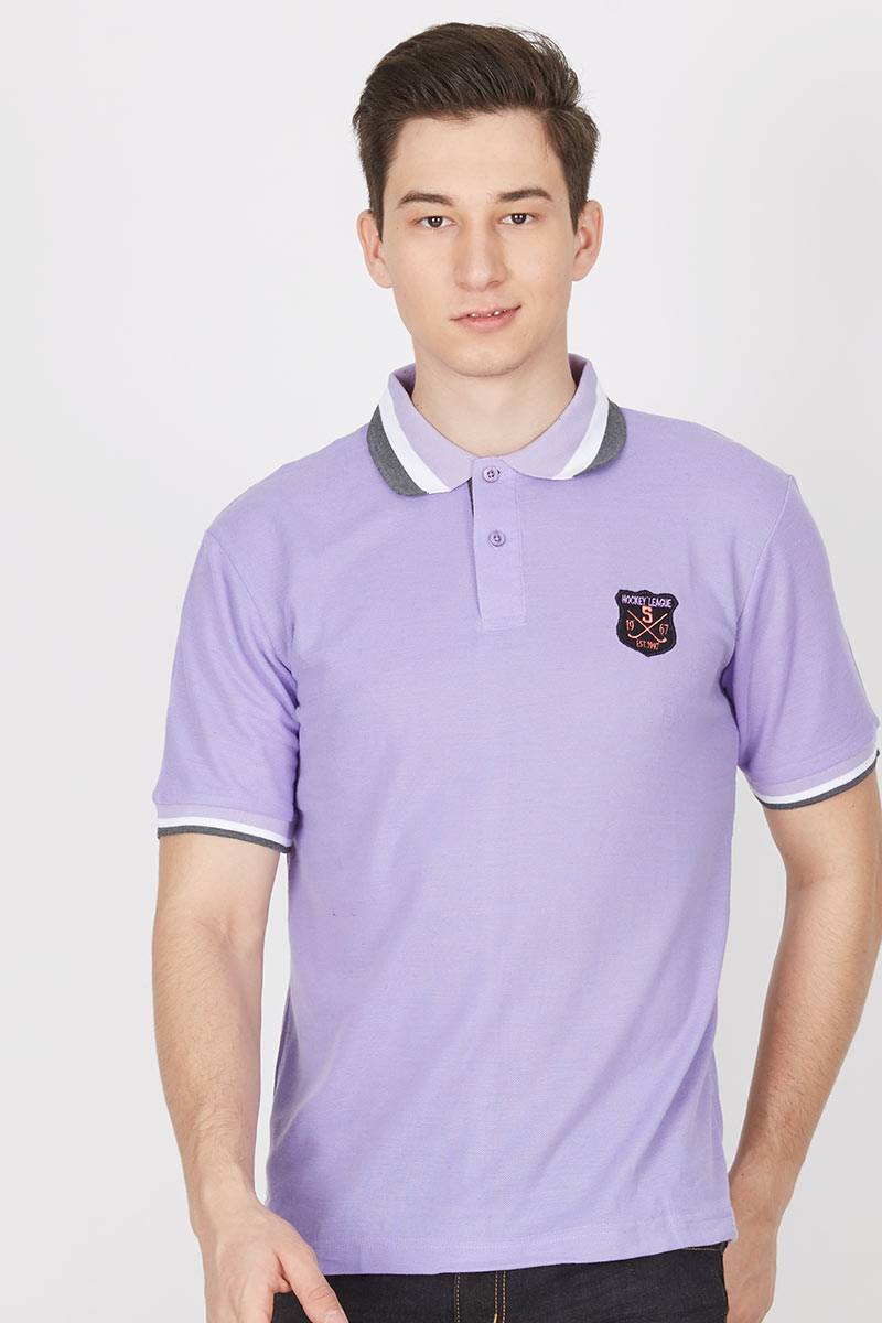 CL Colour Line Collar Polo Shirt in Purple