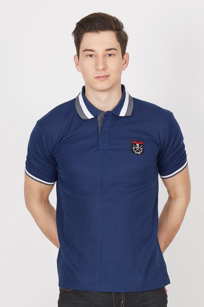 CL Colour Line Collar Polo Shirt in Navy