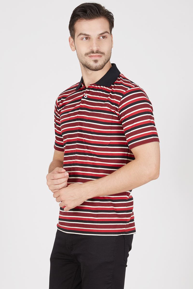 Noxy Stripe Polo Shirt Maroon