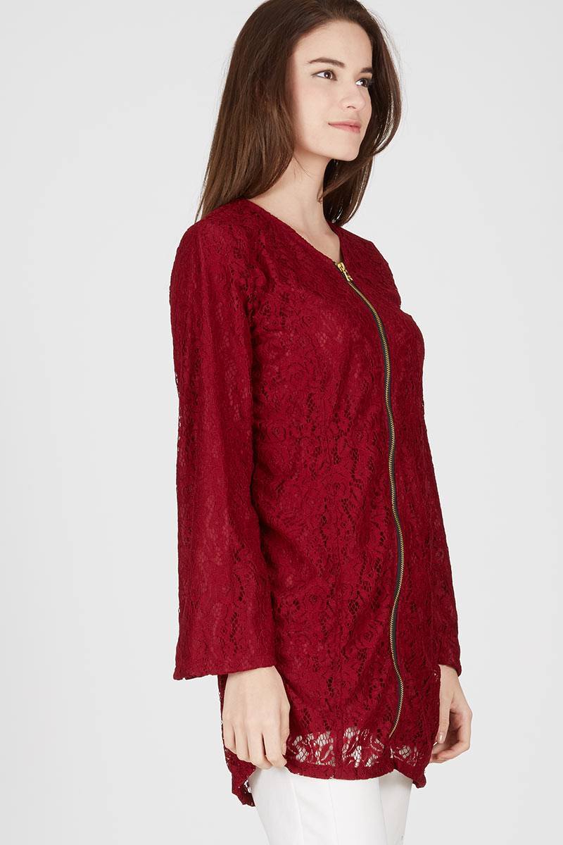 Edelina Red Lace Tunic