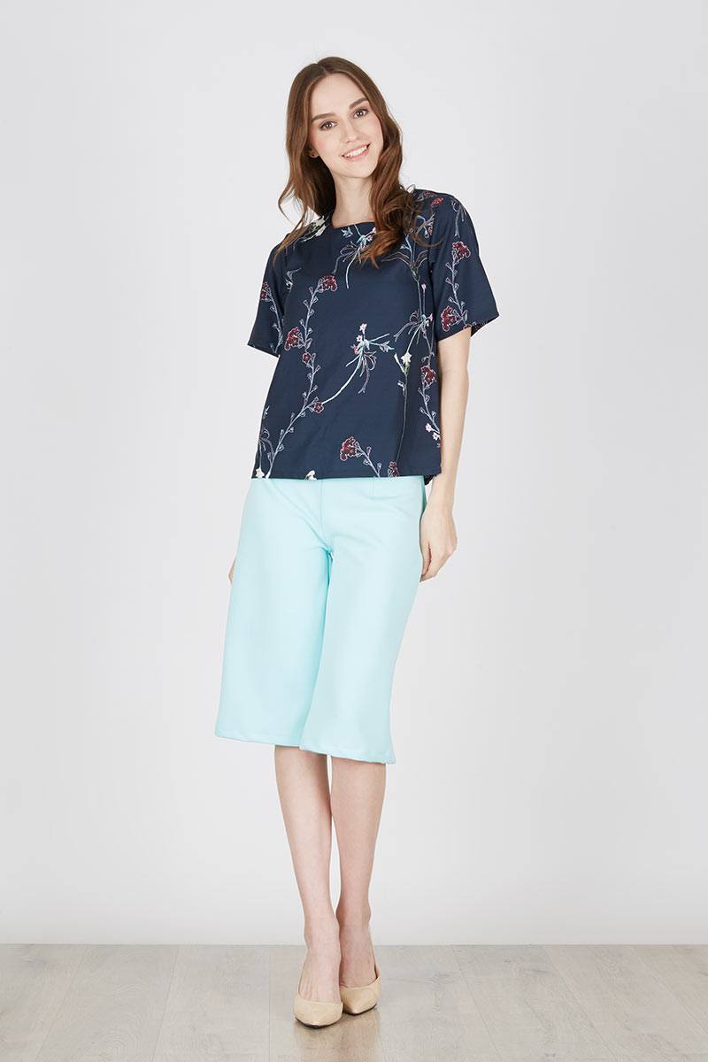 Francois Traun Printed Top in Navy