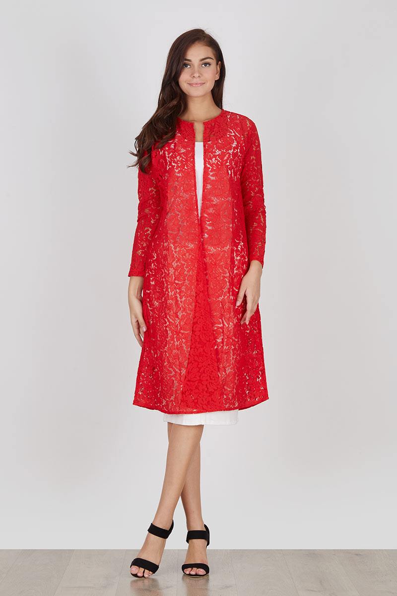 Dona Long Red Lace Outer