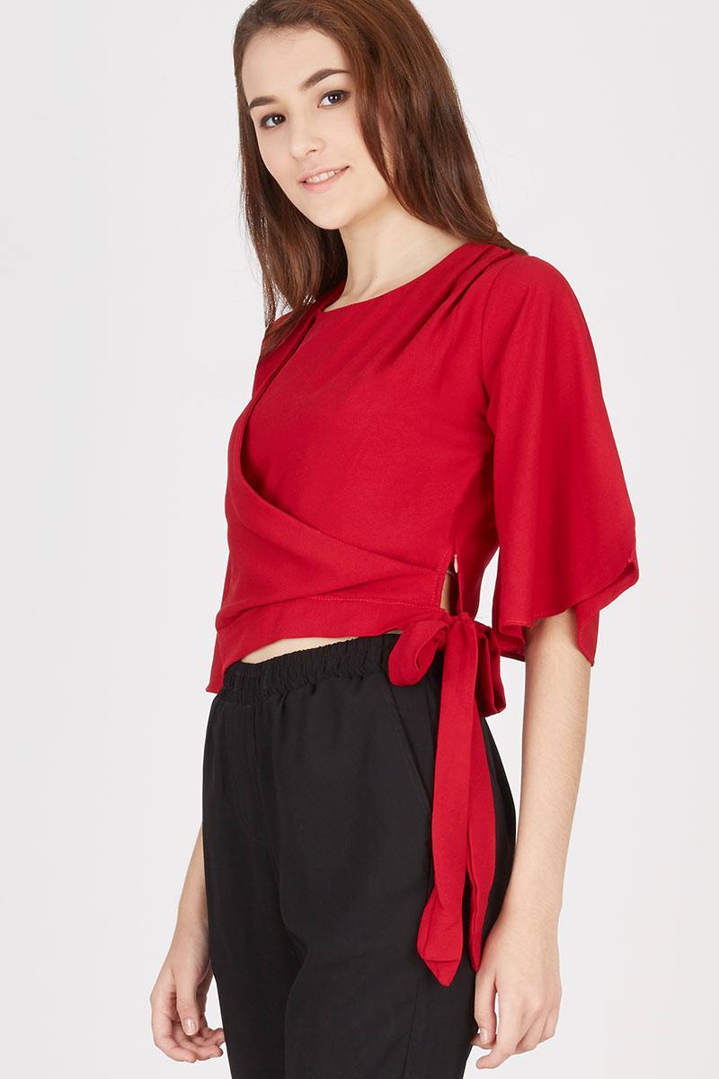 Flare Hand Top in Red