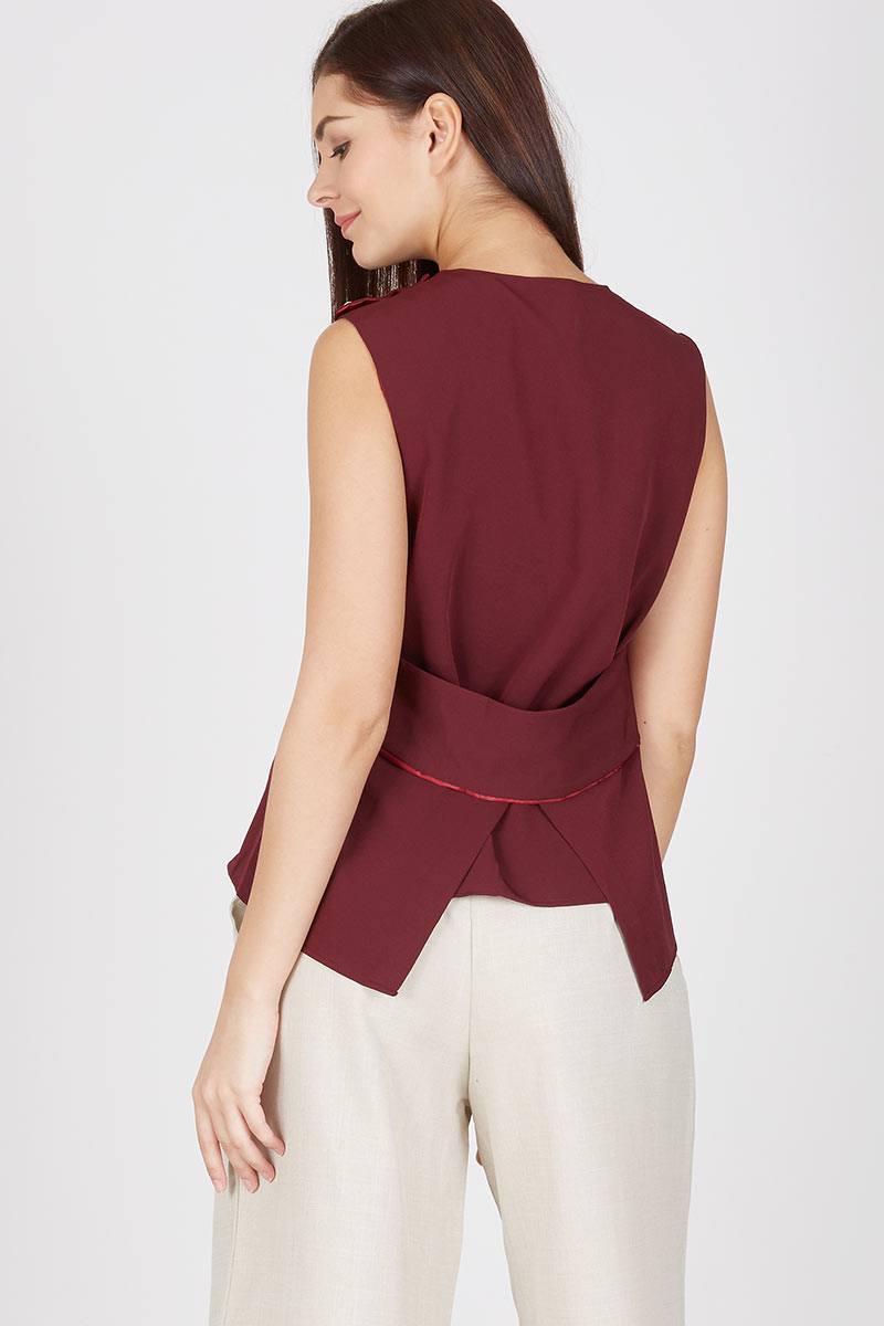 Fio Backless Top In Maroon