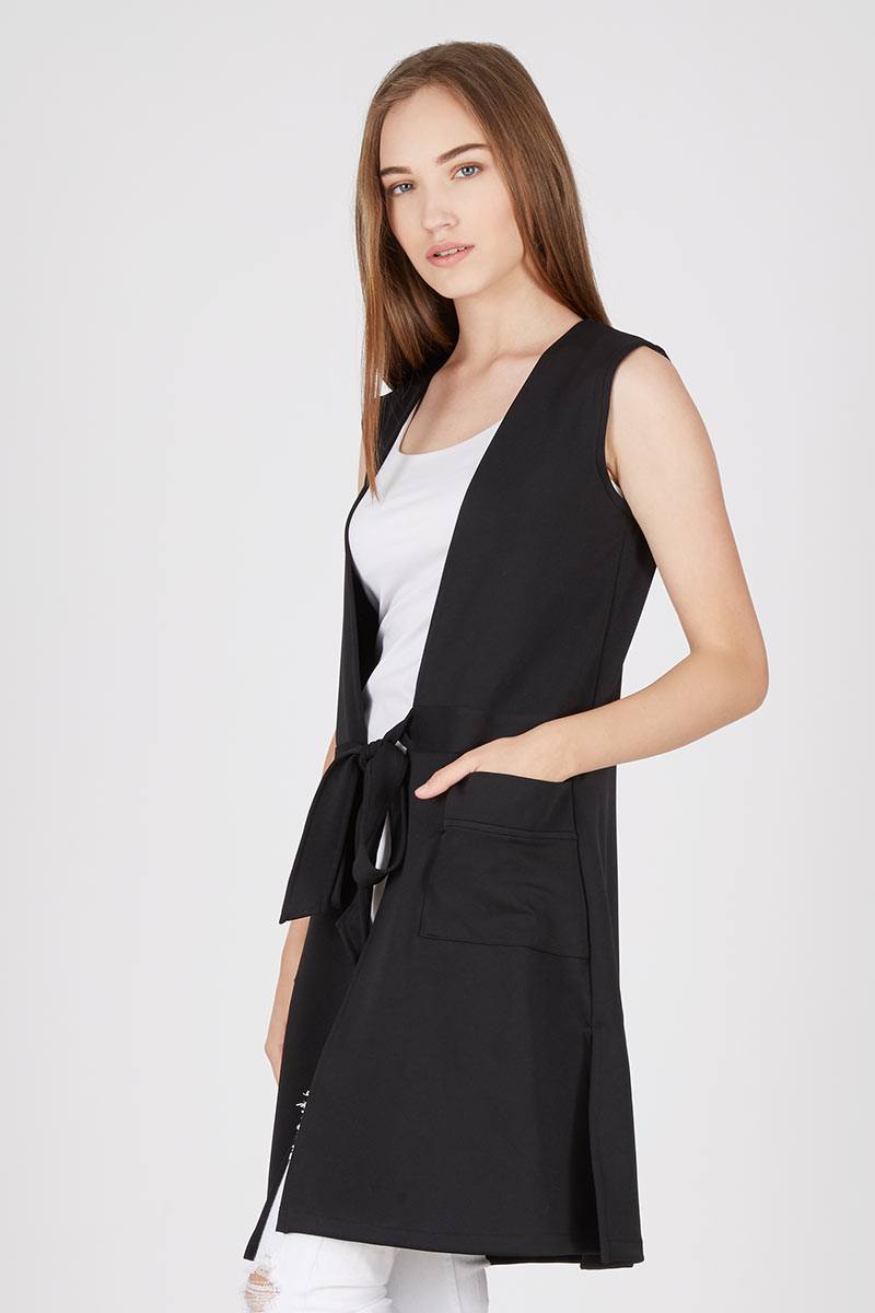 Hilda Black Long Vest