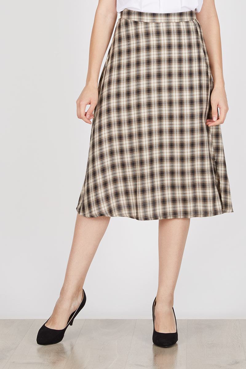 Hazel Brown Plaid Skirt