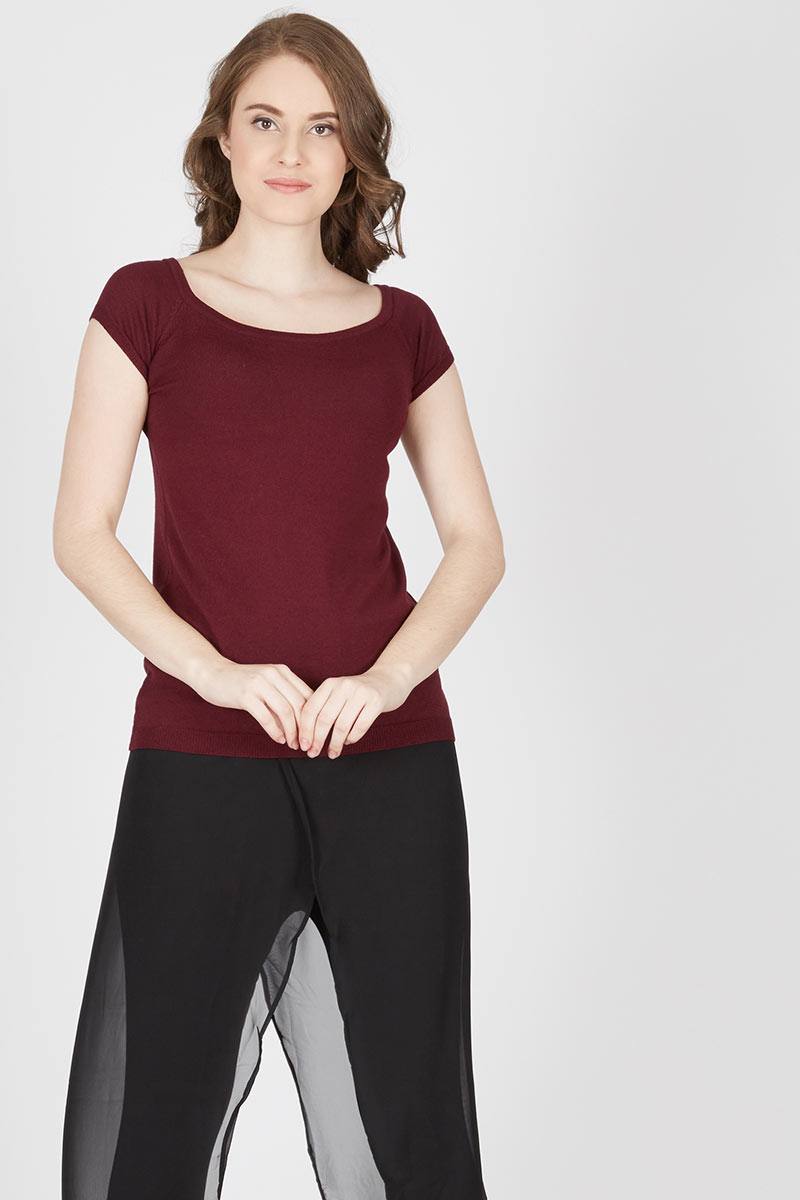 Simply Viscose Blouse In Burgundy