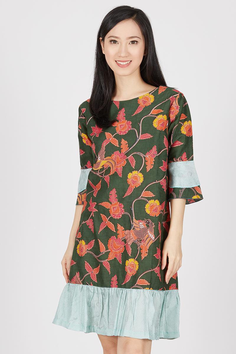 Djoemat Gembira Batik Dress Kembang Setaman Green