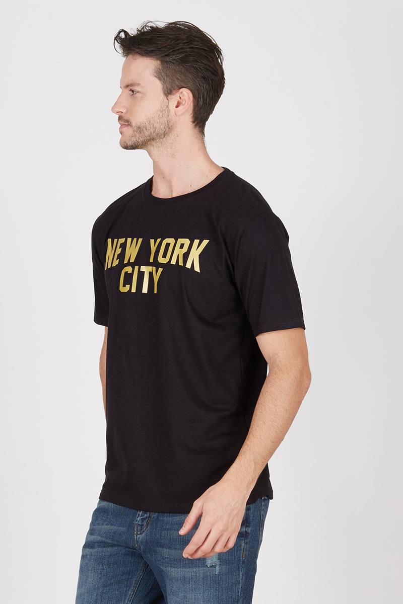 Men New York City Golden Metallic T Shirt
