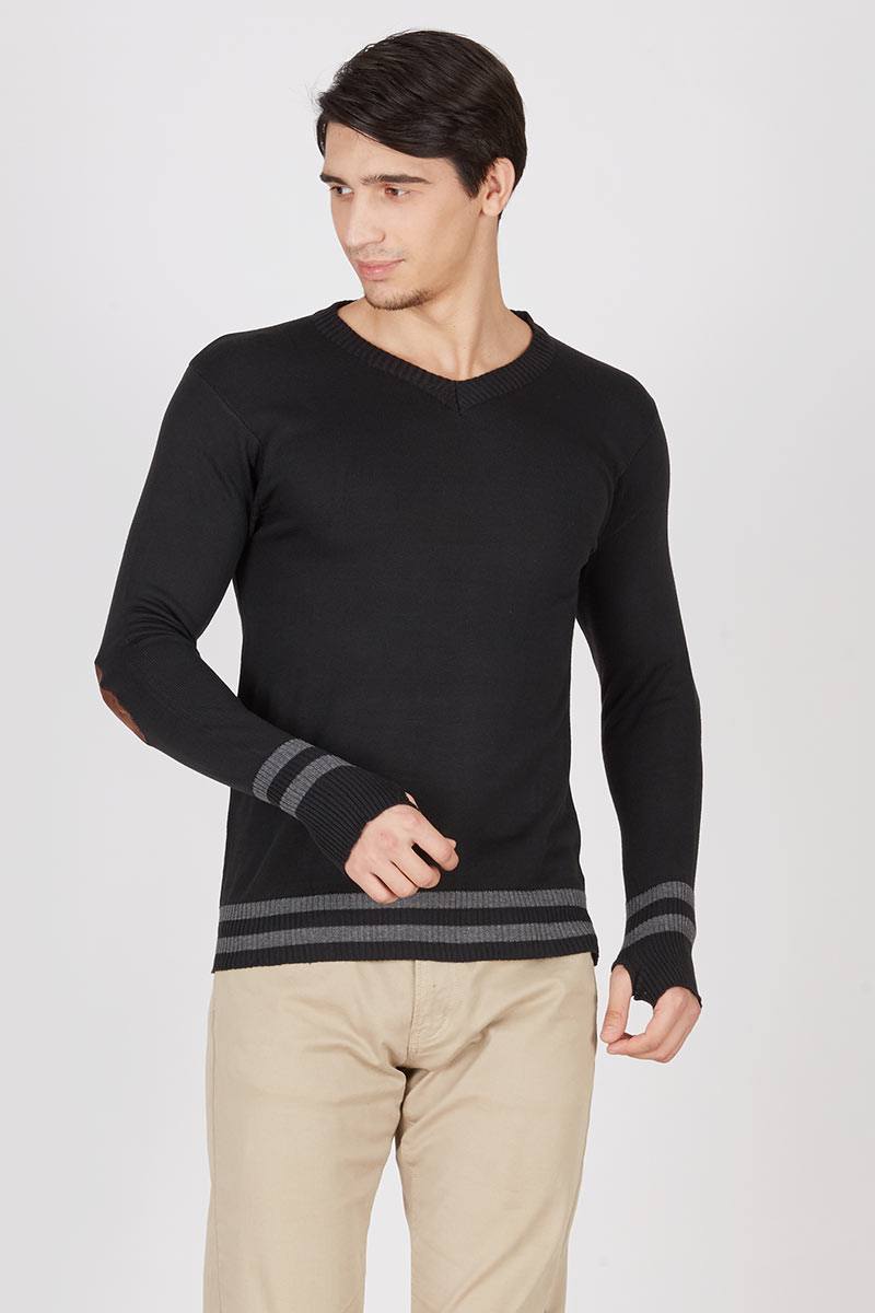 Men Sweater Ariel Arm Stripe Black