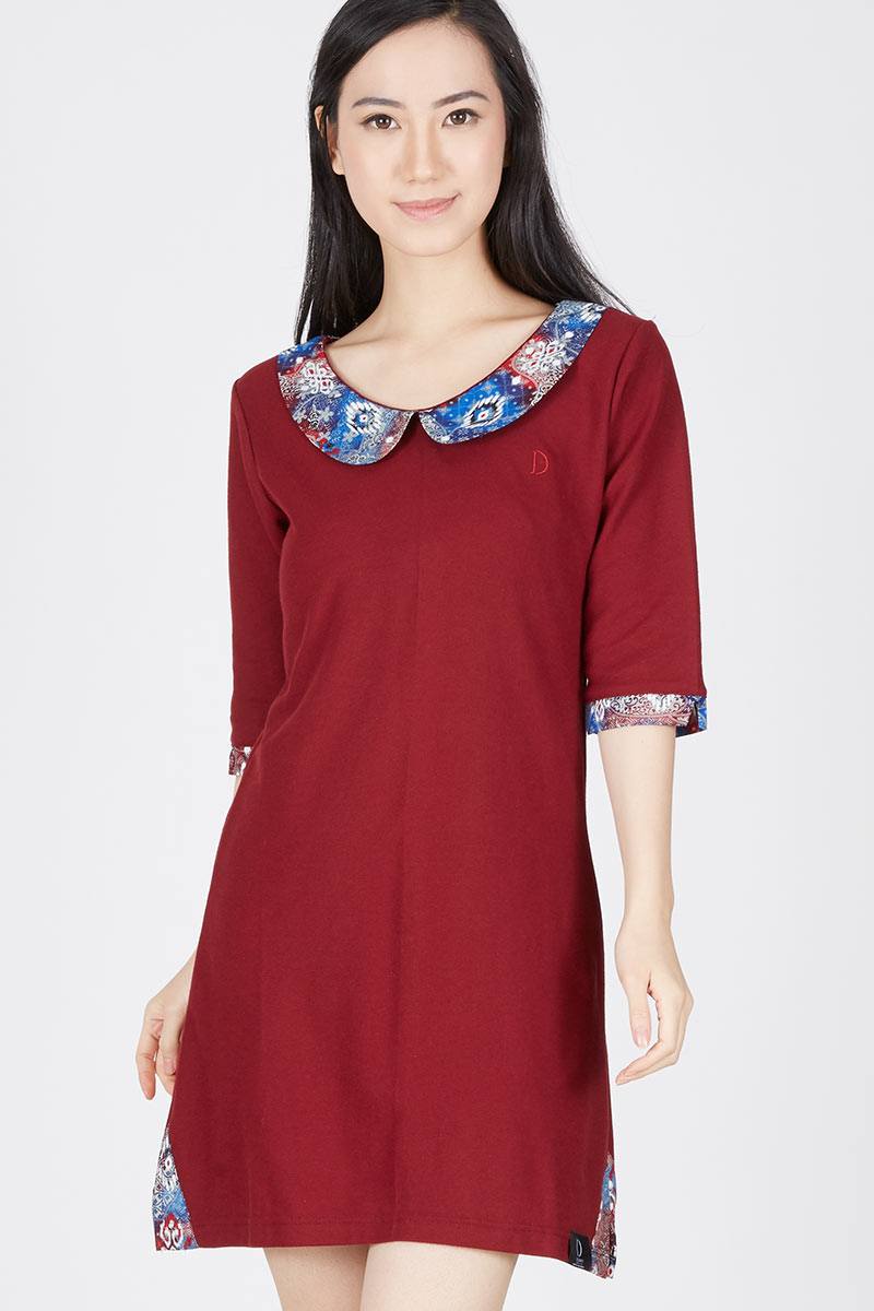 Polo Dress Batik Maroon