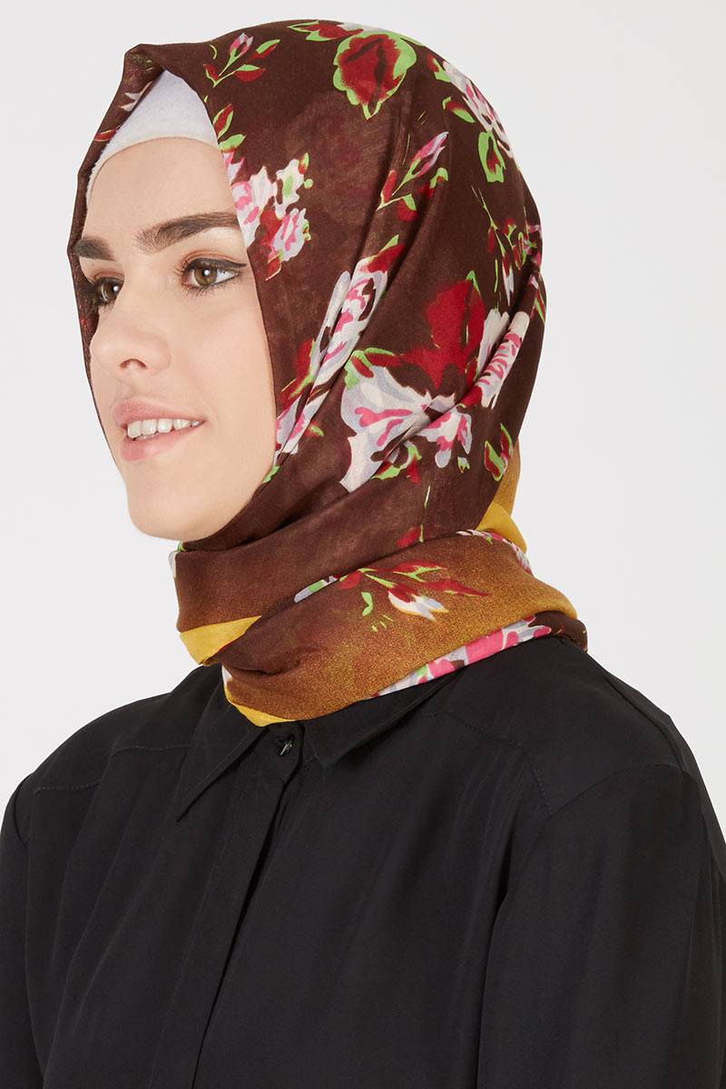 Agatha Pashmina Flowery Brown