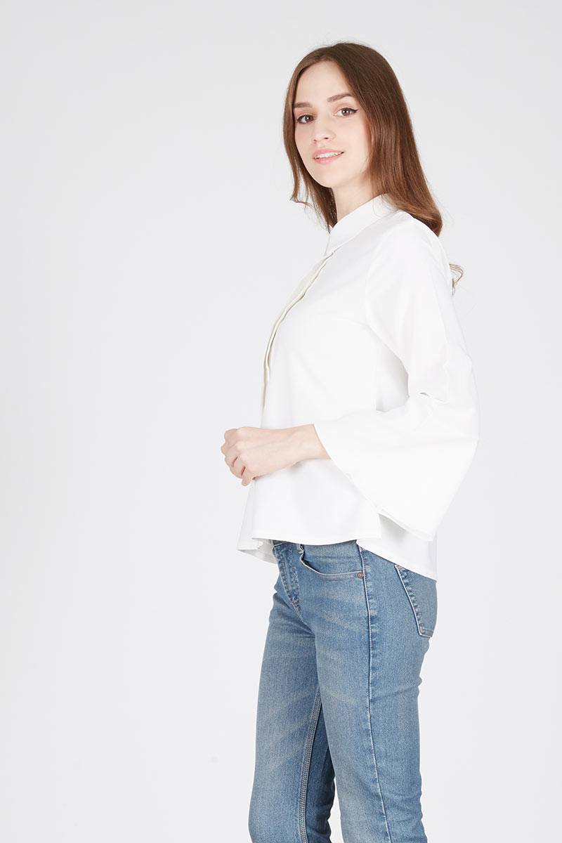 Laila Bell Sleeve Top in White