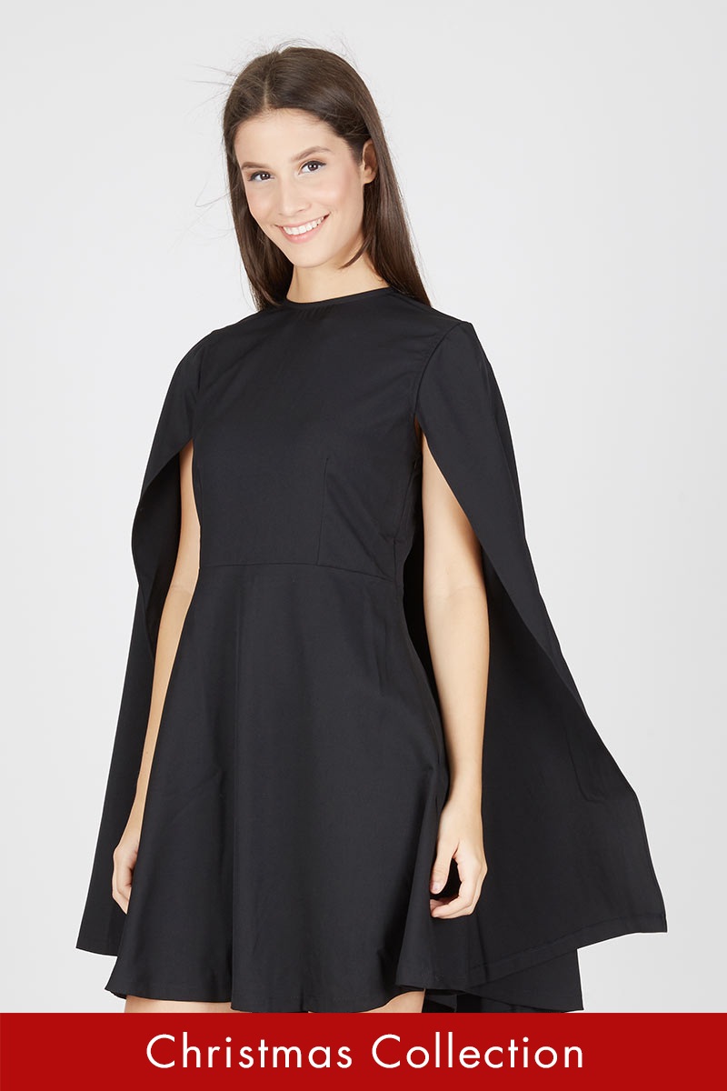 Lucy Cape Dress in Black