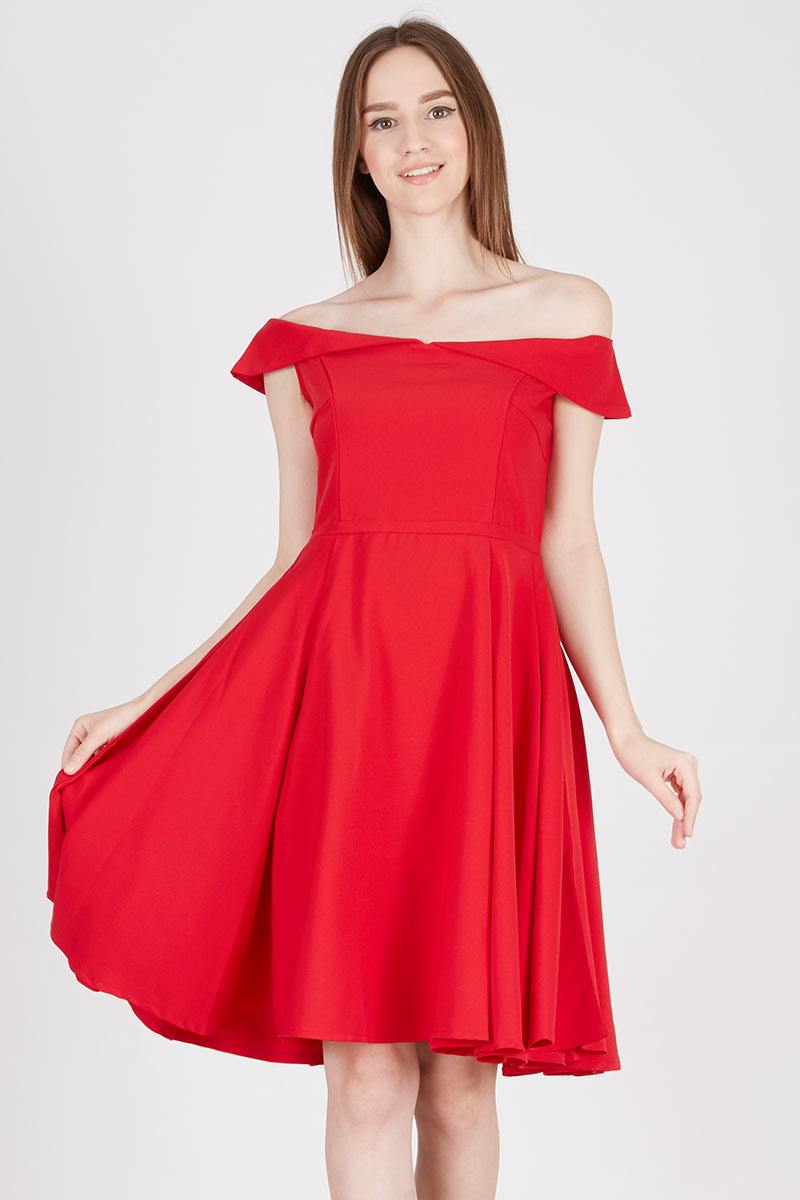 Luselle Off Shoulder Dress Red
