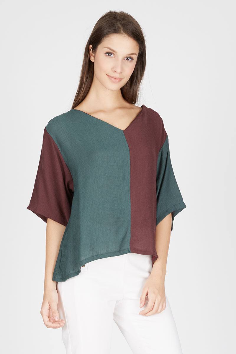 Camille Blouse Brown Green