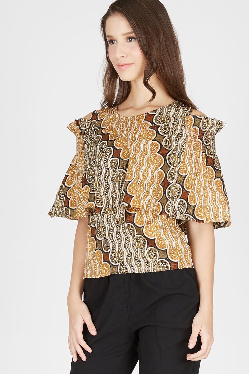 Tarie Batik Top In Brown