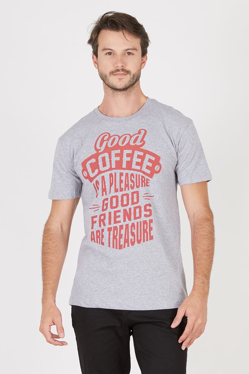 Men Coffee Pleasure Tshirt Grey