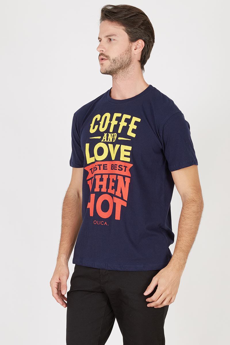 Men Coffee And Love Tshirt Navy