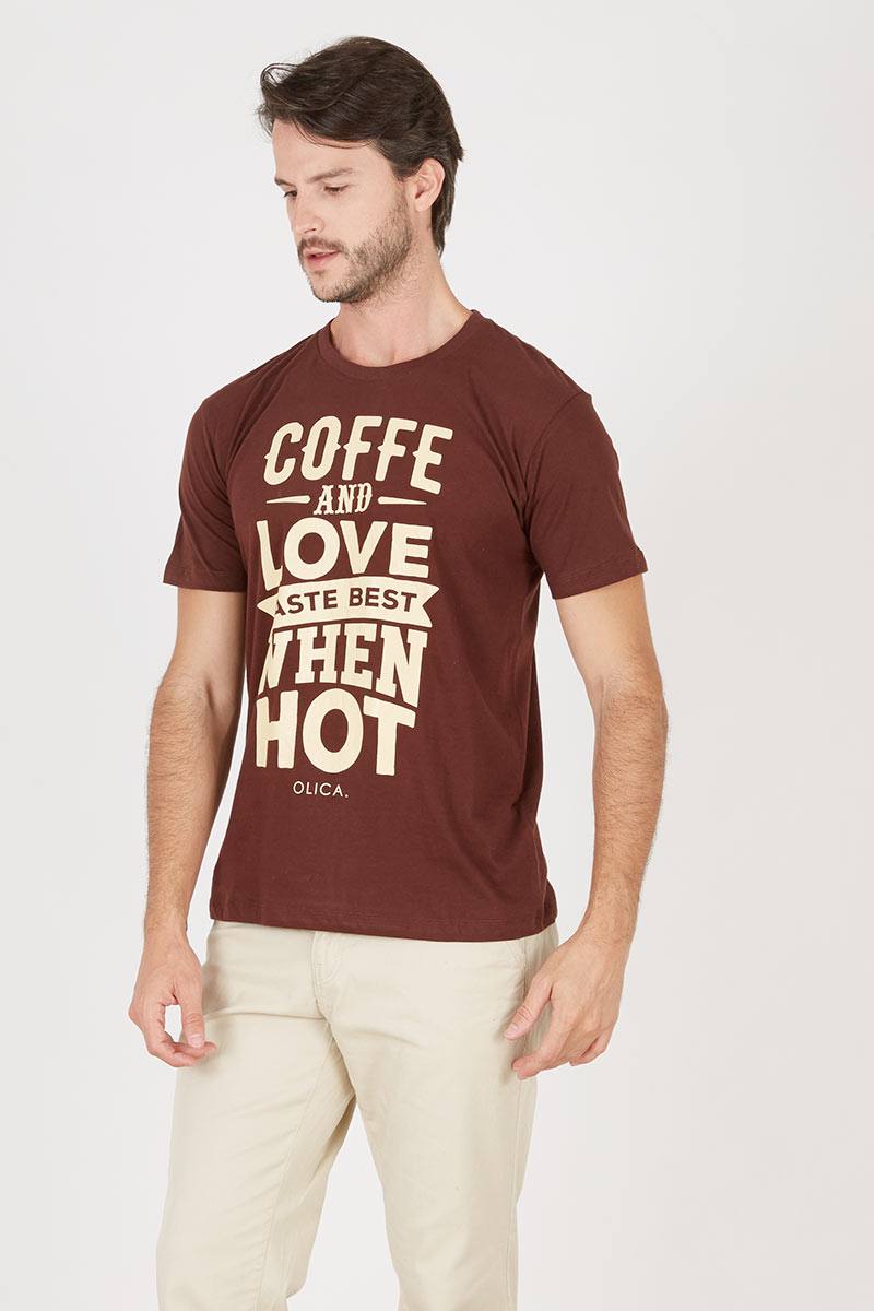 Men Coffee And Love Tshirt Brown