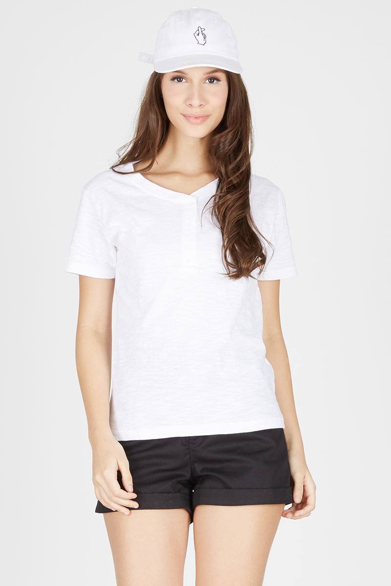 Basic Button Tee in White