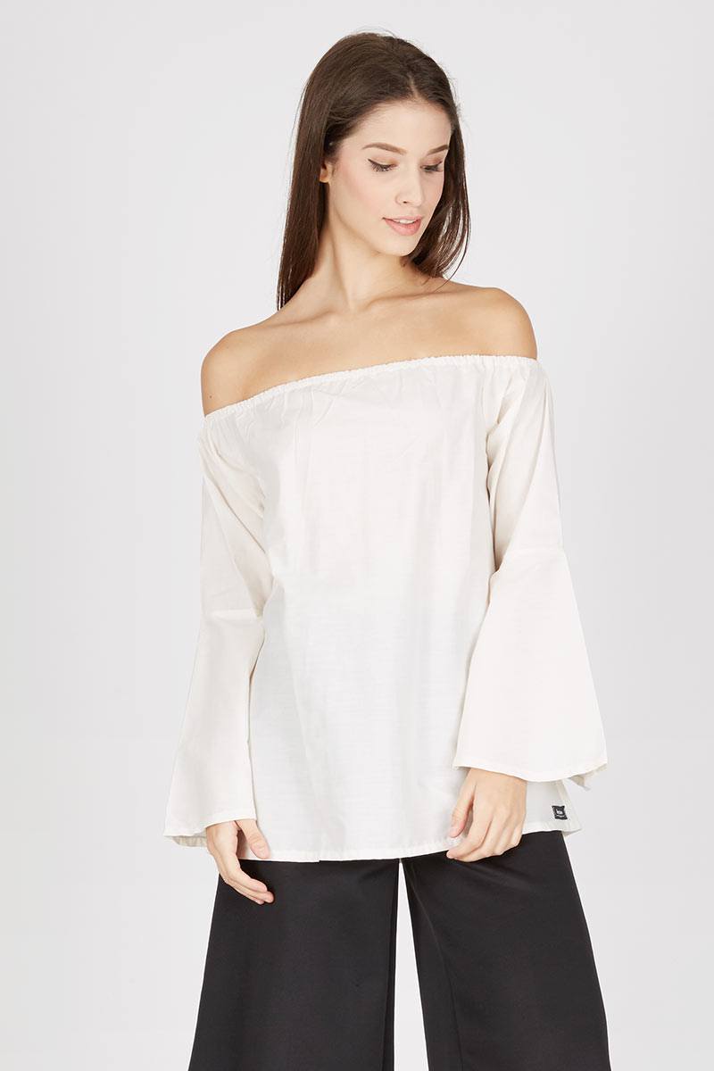 Sabrina Top with frills in broken white