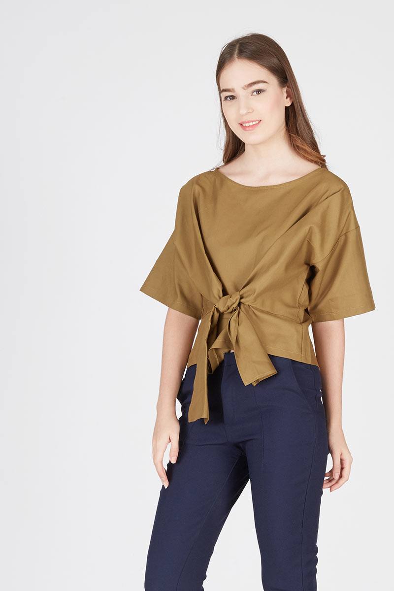 Front Tie Blouse Green