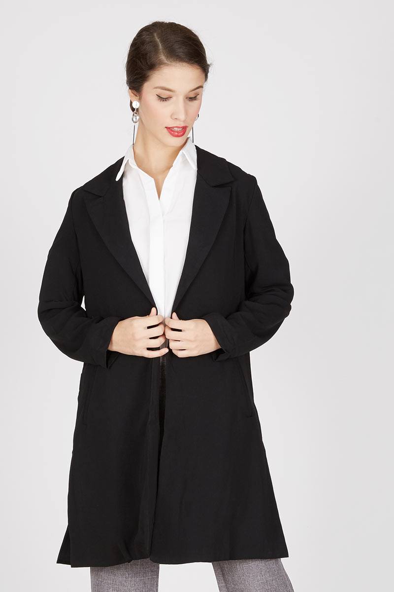 Jemira Black Slit Coat