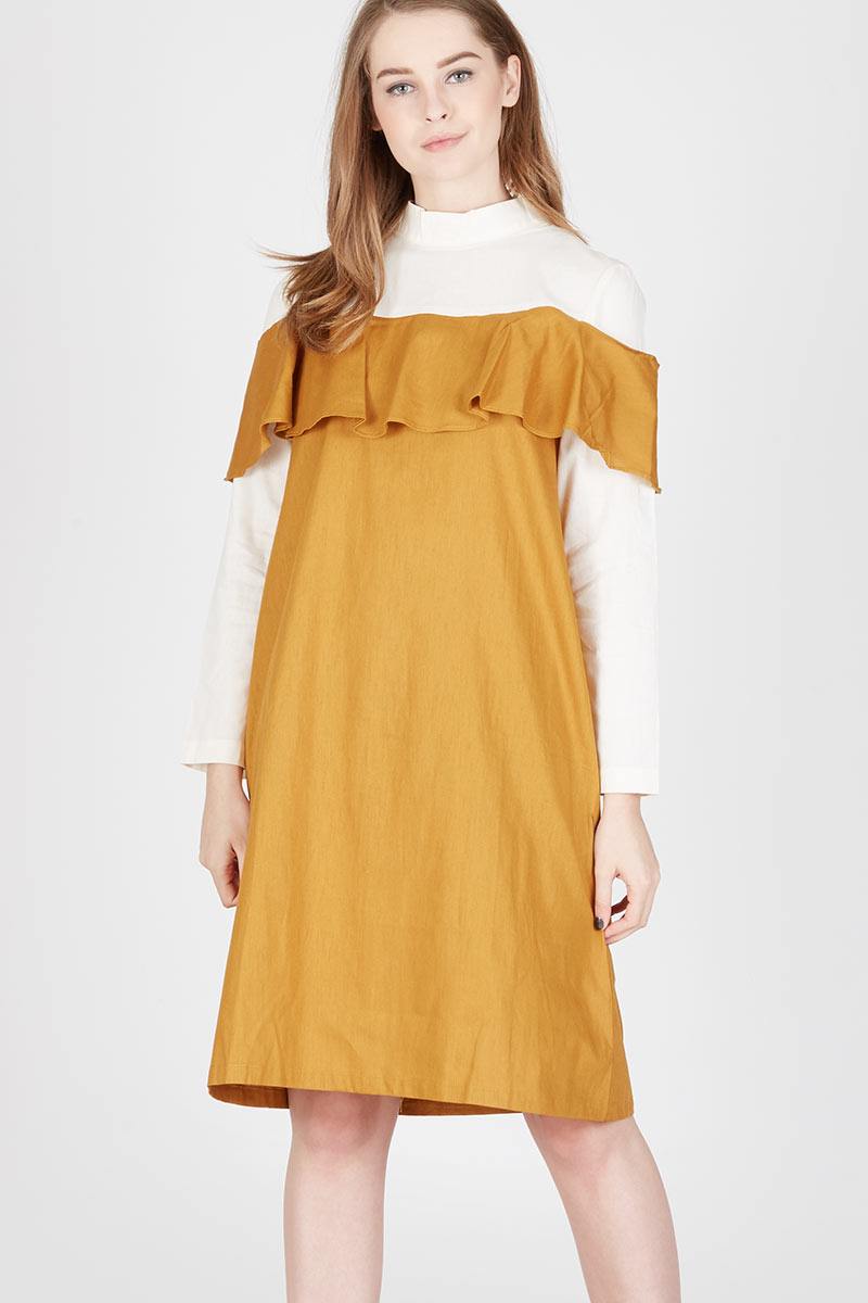 Laverne Ruffles Tunic in Camel Brown