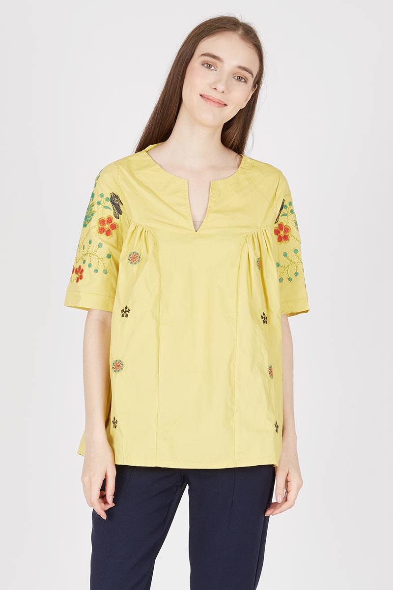 Bohemian Bordir Shirt Yellow