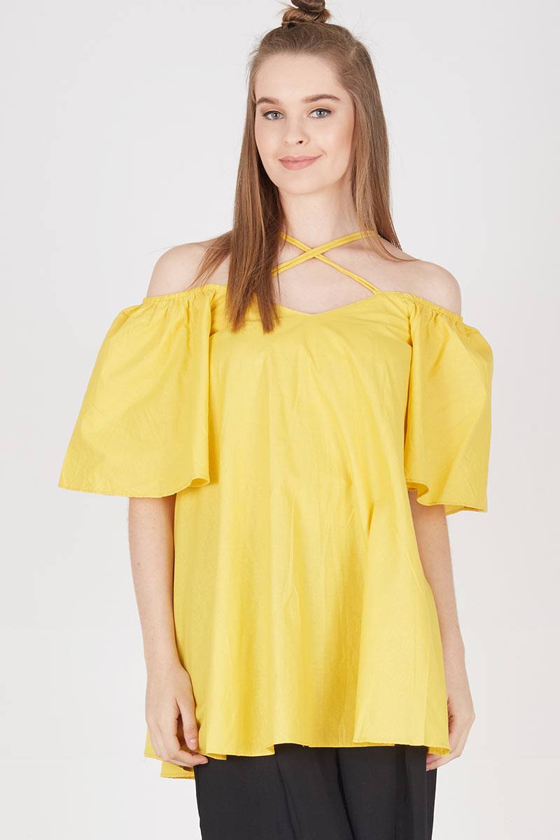 JULIA TIED TOP IN MUSTARD