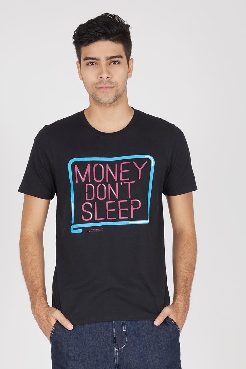 Men T-Shirt Money Dont Sleep Black