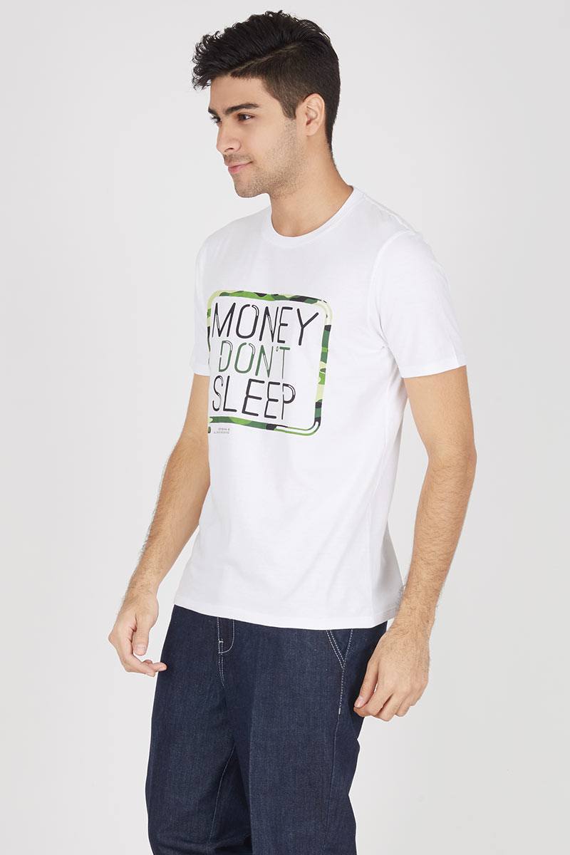 Men T-Shirt Money Dont Sleep White