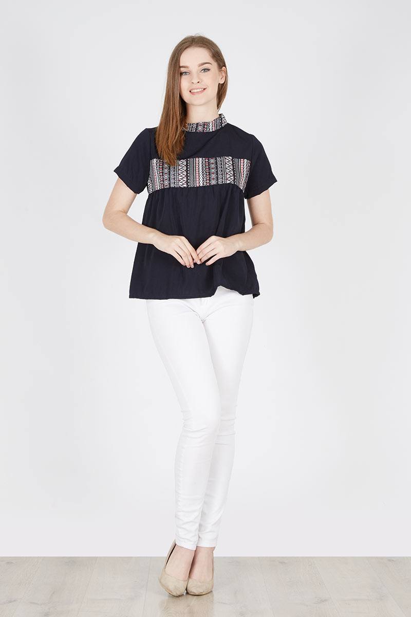 Ollie Combi Blouse in Navy