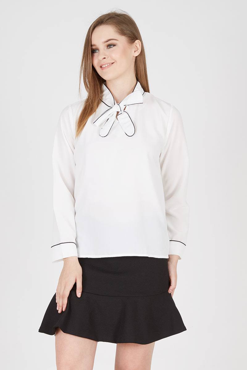 Percy Tied Blouse In White