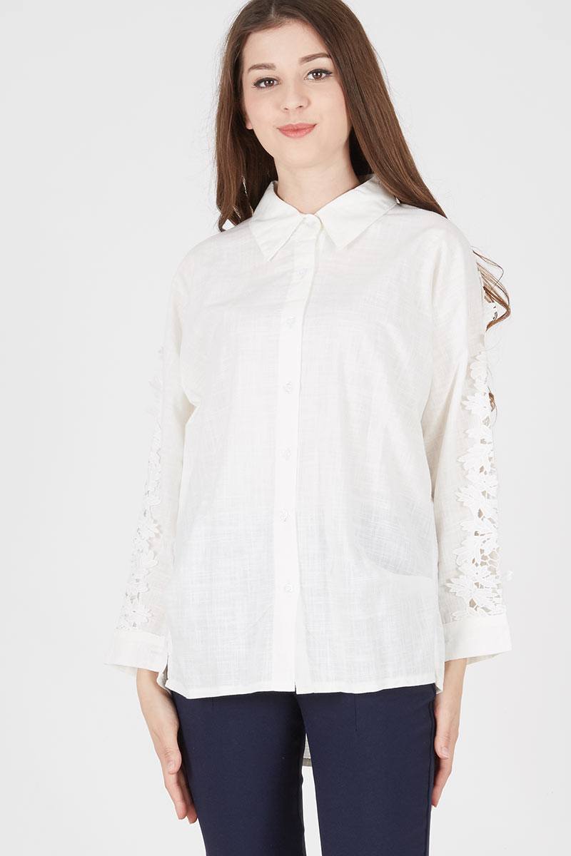 FLORAL LACE SHIRT in White