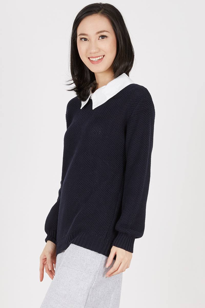 Jenny Navy Collar Sweater