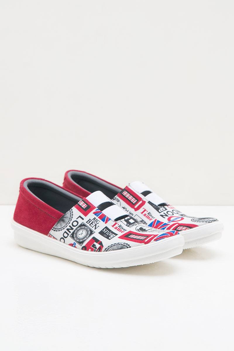 Women Canvas 43181 Casual Shoes Red White