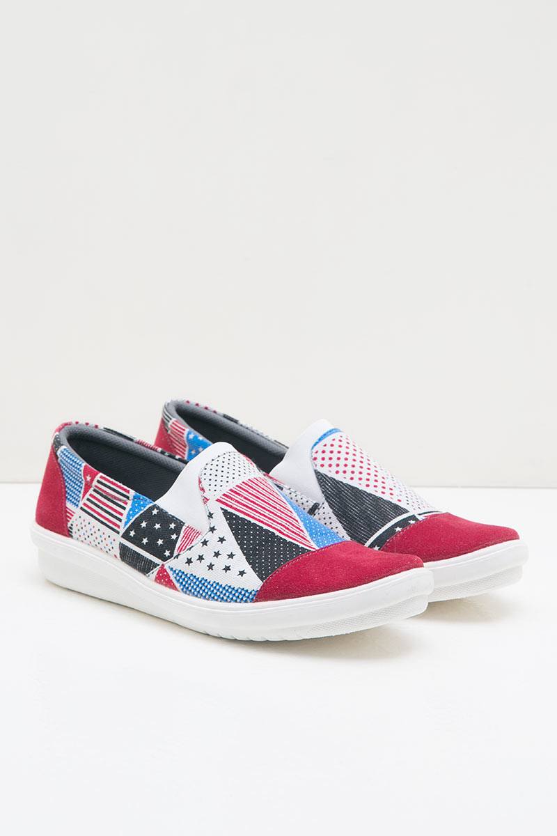 Women Canvas 43182 Casual Shoes Red White