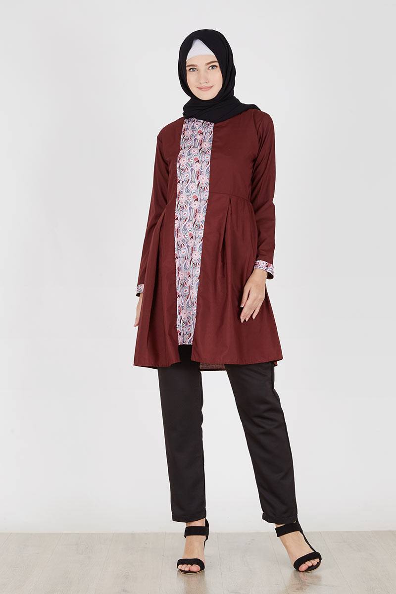 sell tunik arsila maroon tops hijabenka sell tunik arsila maroon tops hijabenka