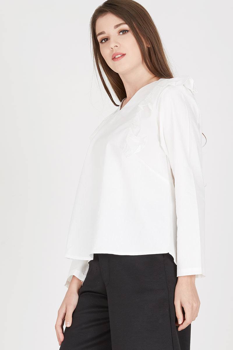 Quenzy Ruffle Blouse In White