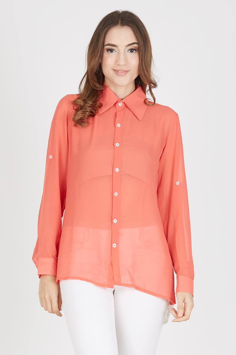 tangerine lace shirt