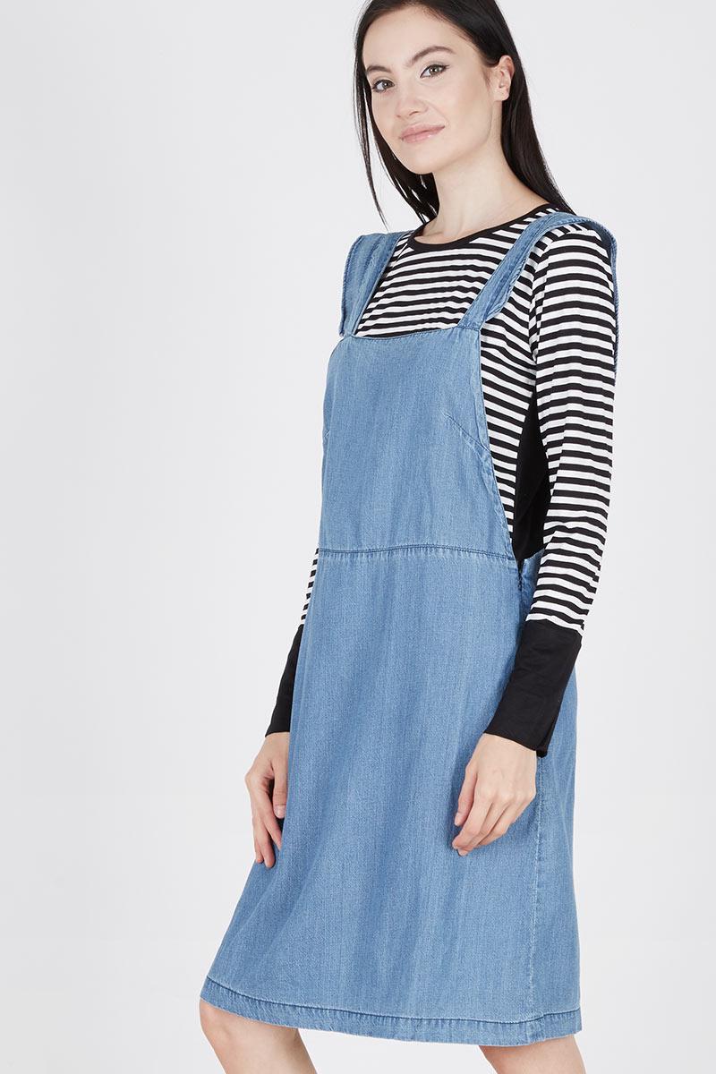 Overall denim ruffle with Stripe top
