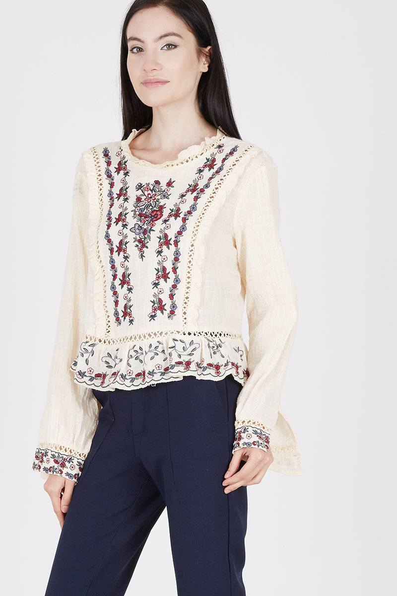 Symetric Flower Embroidery in Shirt