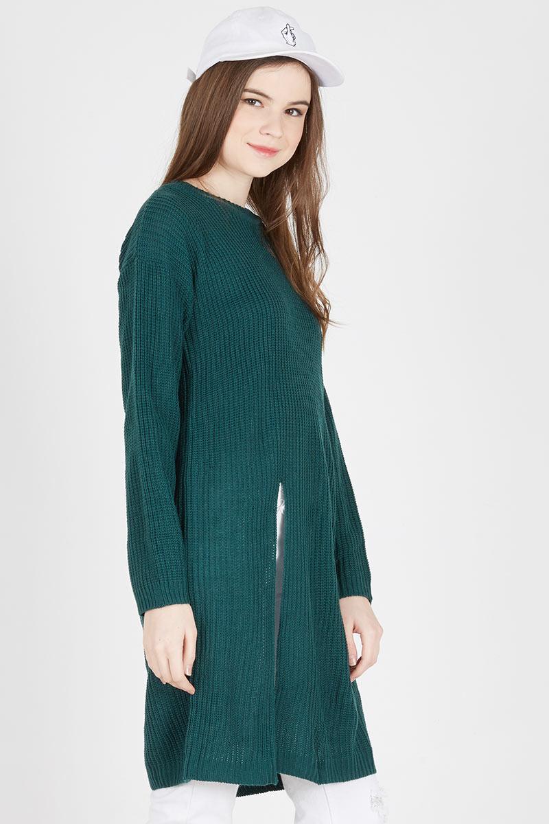 Slit Sweater in Emerald