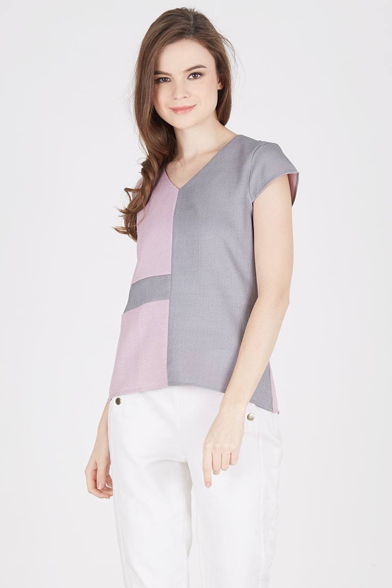 EILA BLOUSE IN PINK GREY